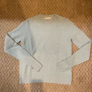 White + Warren mint green waffle knit cashmere sweater